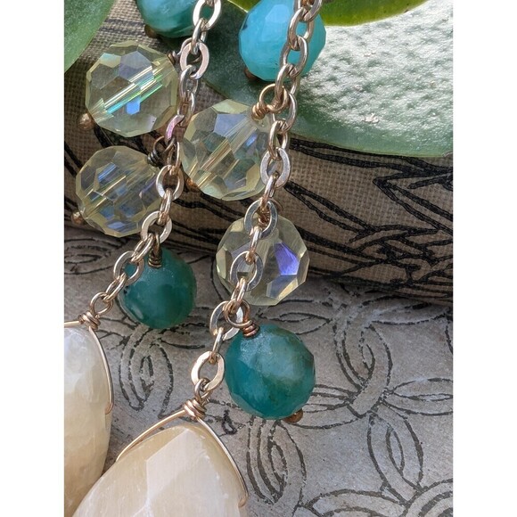 Vintage Chalcedony Green Stone Dangle Earrings - Picture 6 of 10
